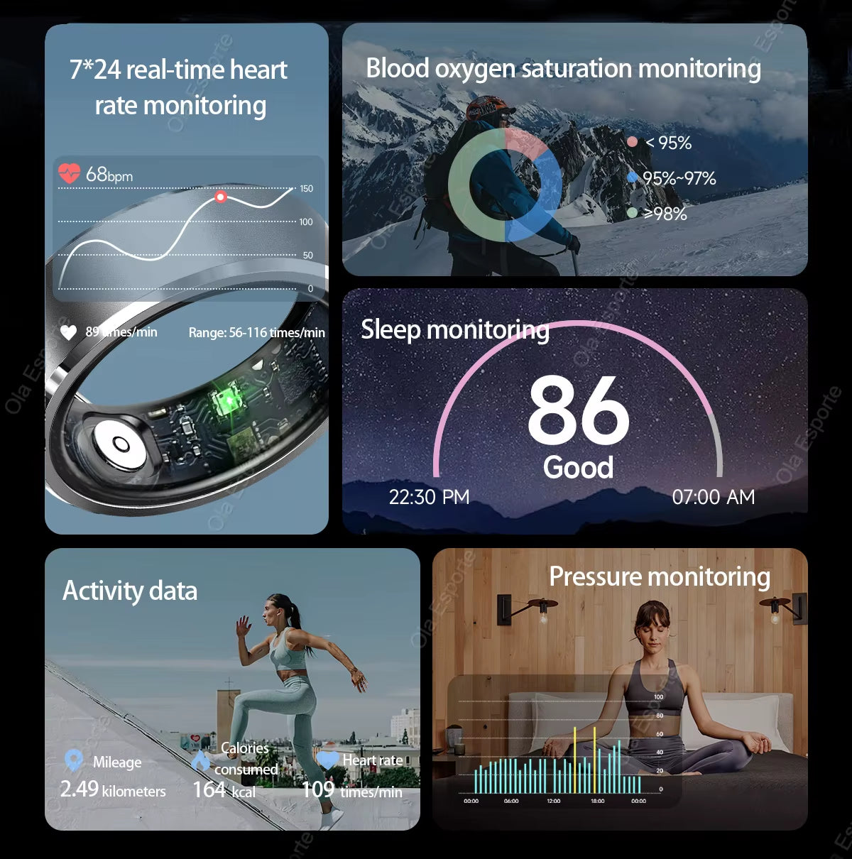 2025 New for Samsung Galaxy Ring Heart Rate Blood Oxygen Monitoring Rings Multi Sport Modes IP68 Waterproof Smart Ring Men Women