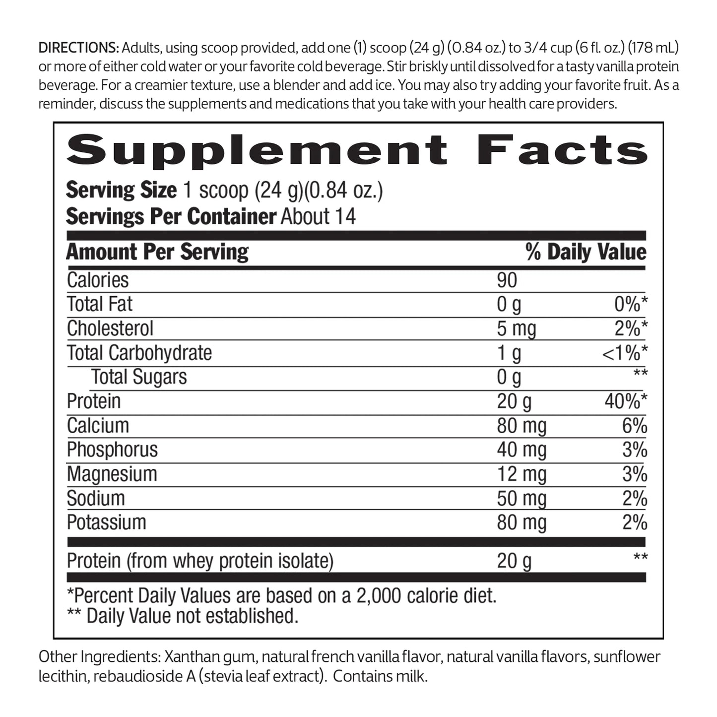 100% Whey Protein Sugar Free - Vanilla 20 G Protein 11.8 Oz Pwdr