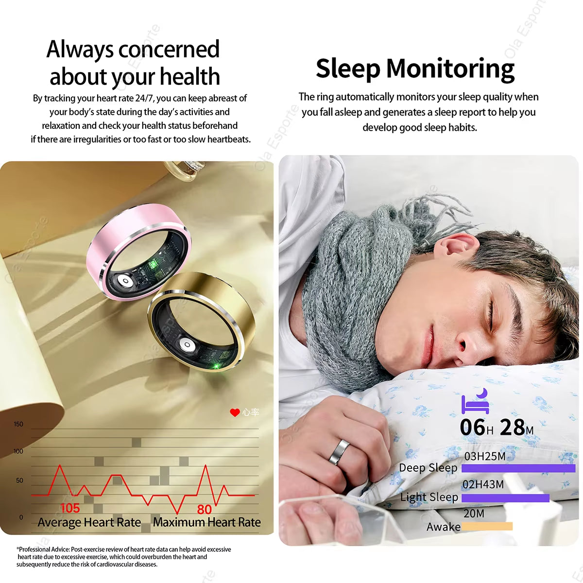 2025 New for Samsung Galaxy Ring Heart Rate Blood Oxygen Monitoring Rings Multi Sport Modes IP68 Waterproof Smart Ring Men Women