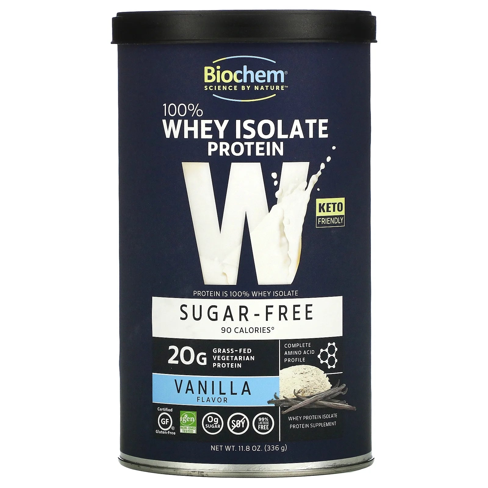 100% Whey Protein Sugar Free - Vanilla 20 G Protein 11.8 Oz Pwdr